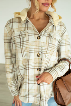 Check It Twice Plaid Hooded Jacket - Light Grey, Closet Candy, 3