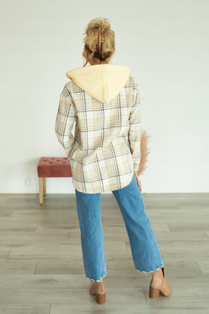 Check It Twice Plaid Hooded Jacket - Light Grey, Closet Candy, 5