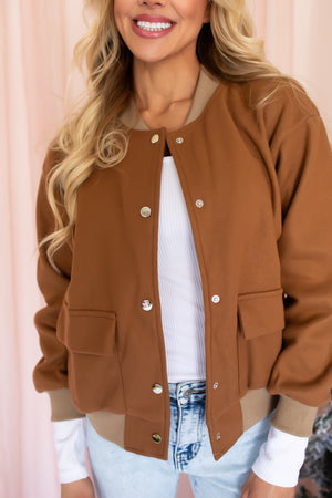 Festive Glow Bomber Jacket - Brown, Closet Candy, 1