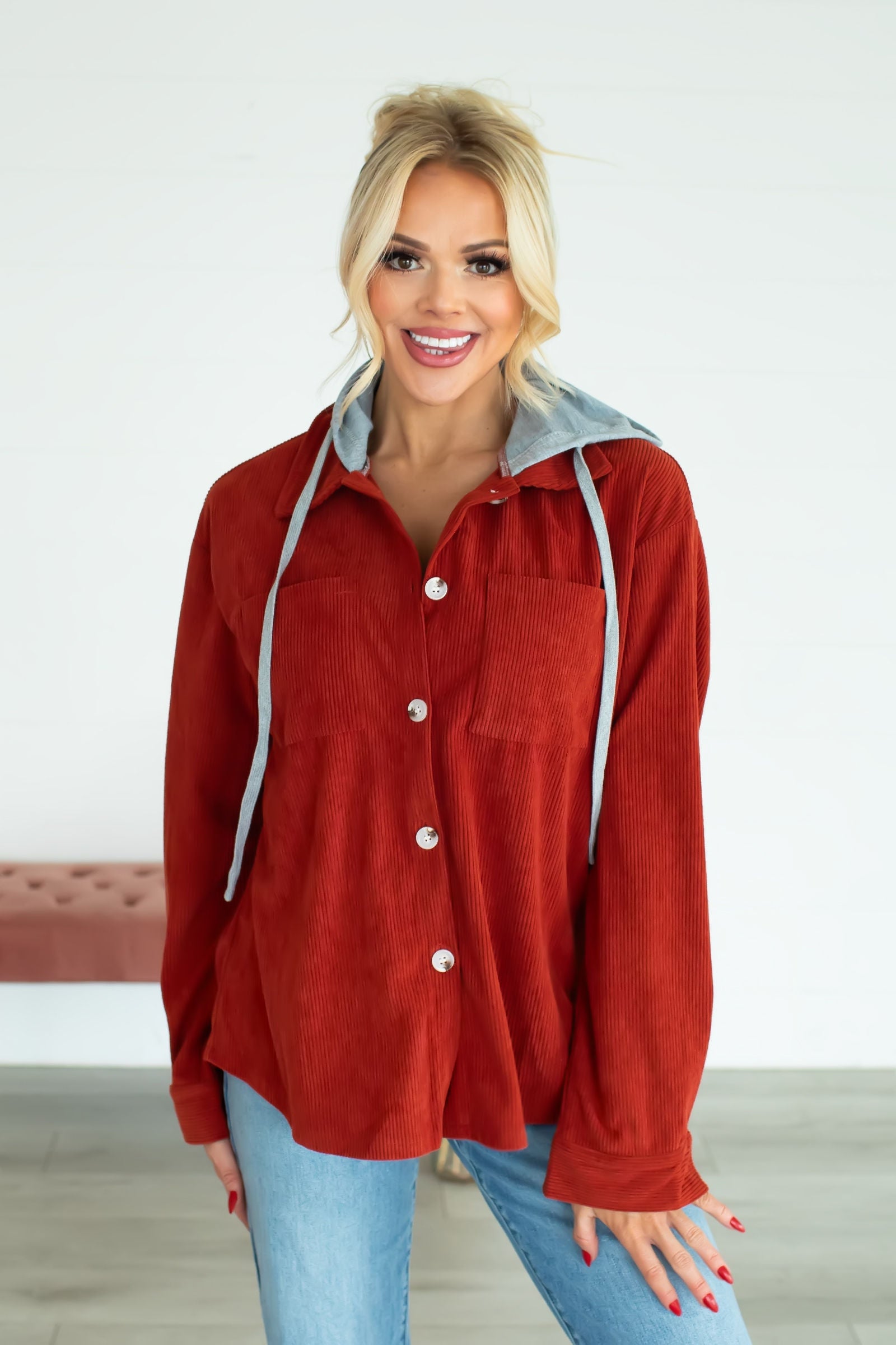 Would It Matter Hooded Jacket - Dust Red, Closet Candy, 1