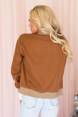 Festive Glow Bomber Jacket - Brown, Closet Candy, 6