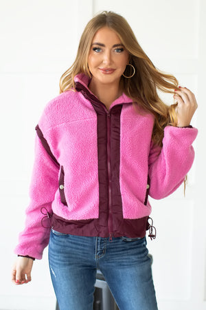 Wrap The Gifts Sherpa Jacket - Pink, Closet Candy, 1