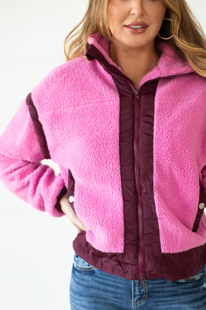 Wrap The Gifts Sherpa Jacket - Pink, Closet Candy, 2