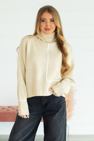 An Understatement Turtleneck Sweater - Beige, Closet Candy, 3