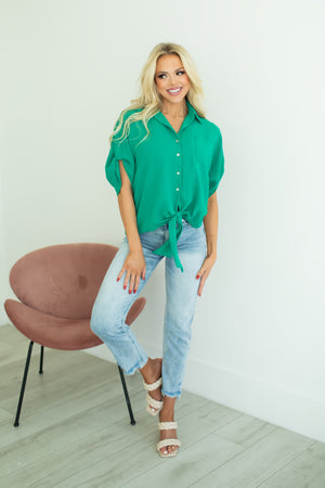 Coming With You Tie Front Top - Emerald, Closet Candy, 3