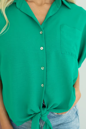 Coming With You Tie Front Top - Emerald, Closet Candy, 2