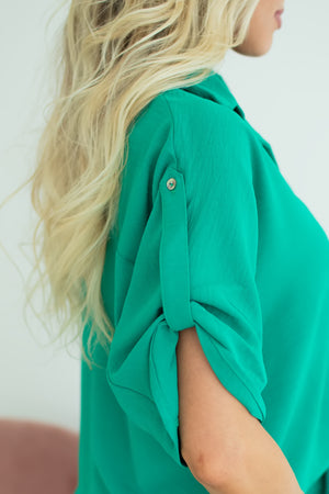 Coming With You Tie Front Top - Emerald, Closet Candy, 4