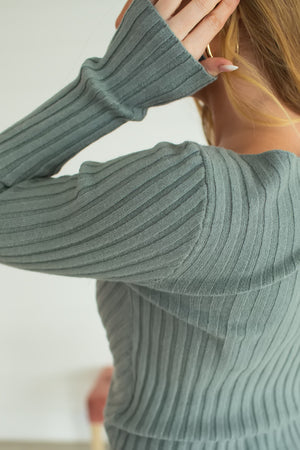 Lucky Fella Ribbed Sweater - Vintage Olive, Closet Candy, 3