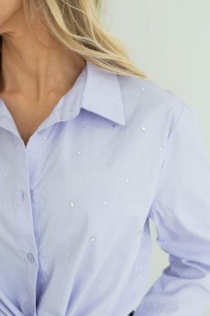 Try Not To Think Rhinestone Shirt - Lavender, Closet Candy, 2