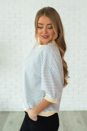 Everything Is New To Me Stripe Top - Blue, Closet Candy, 4