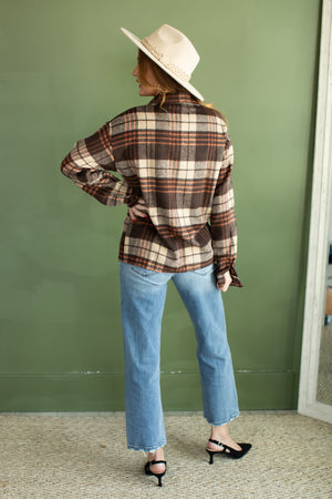 No More Holdin' Them Plaid Shirt - Brown, Closet Candy, 5