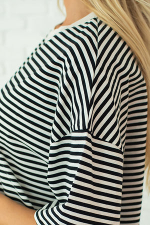 Everything Is New To Me Stripe Top - Black, Closet Candy, 2