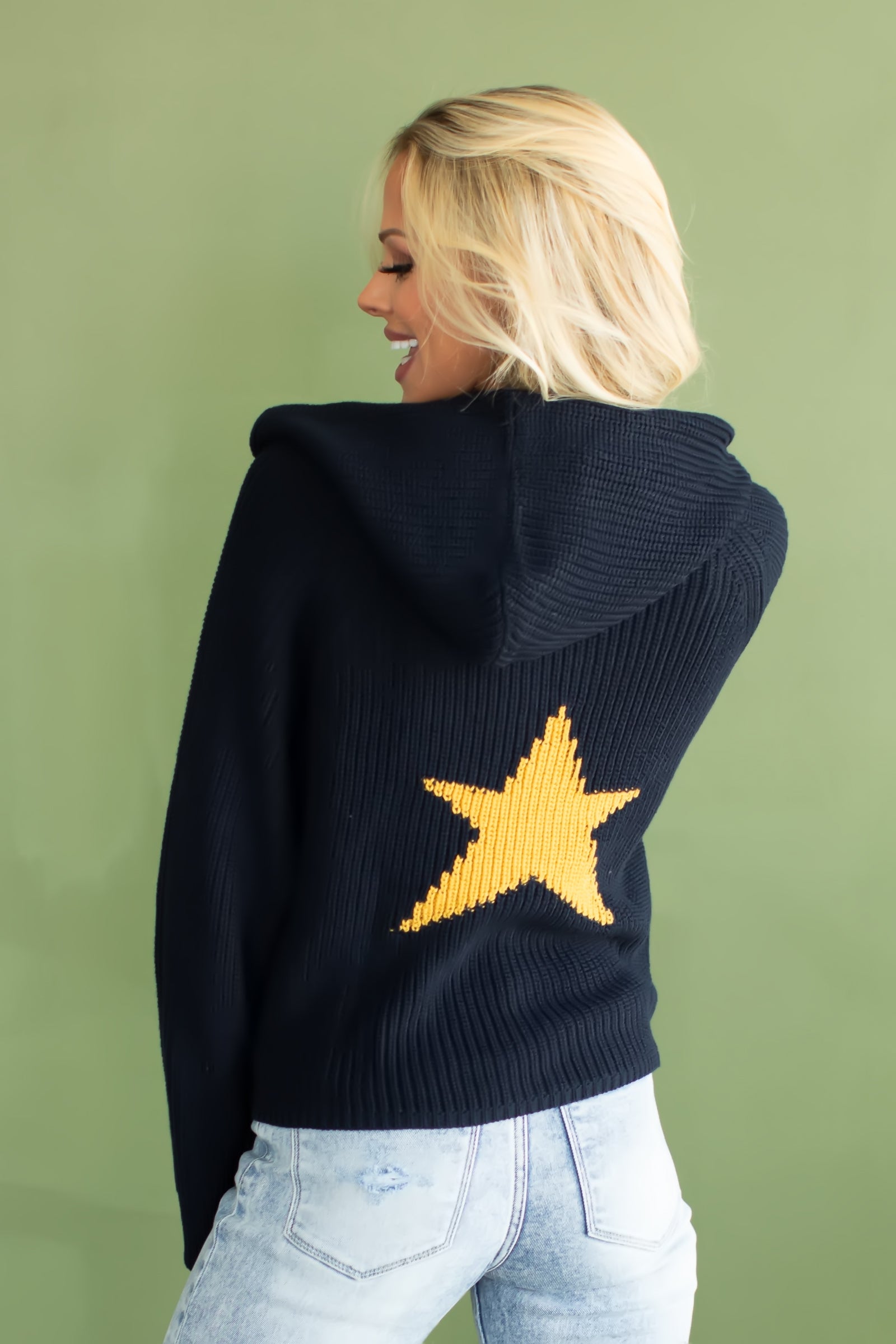 Just Like A Star Hooded Sweater - Navy