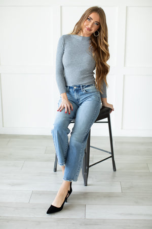 On My Radar Turtleneck Top - Grey, Closet Candy, 6