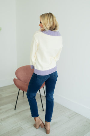 How To Stay Contrast Zip Sweater - Lavender, Closet Candy, 4