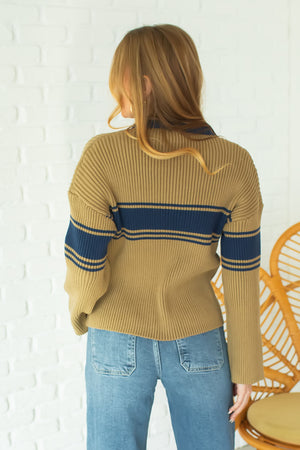 Long Nights Collared Sweater - Coffee/Navy, Closet Candy, 5