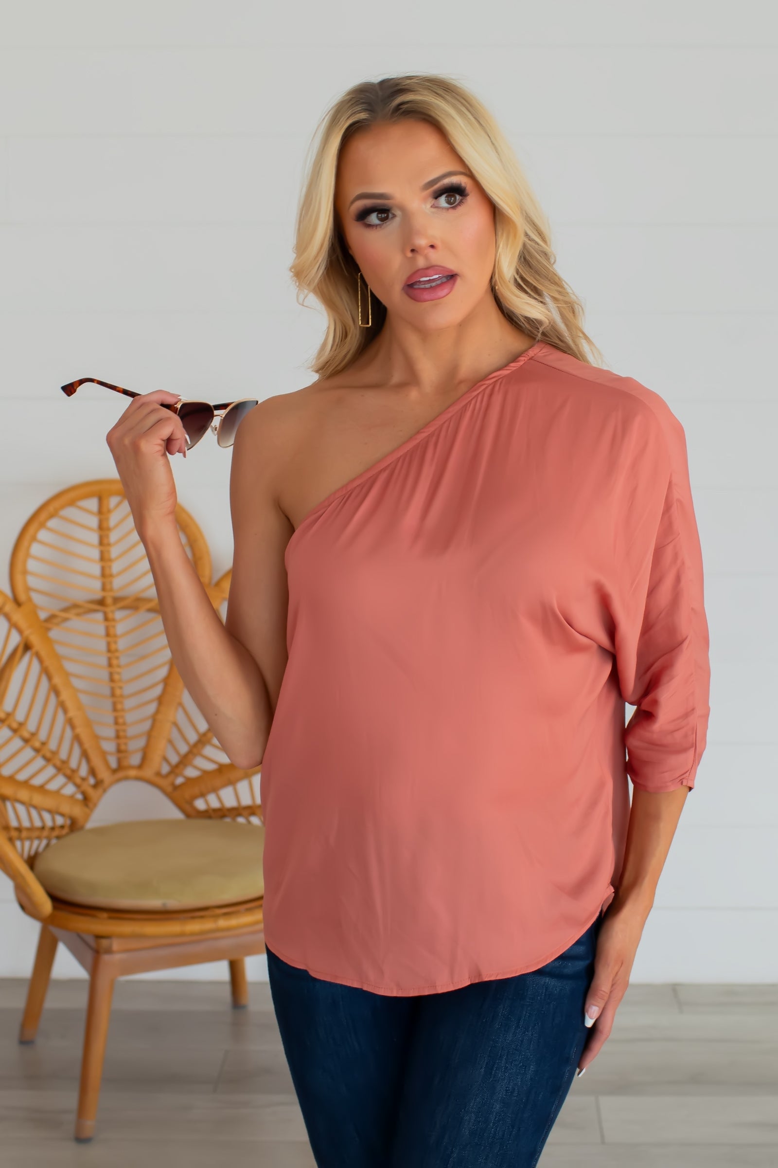 Could Be Yours One-Shoulder Top - Ginger, Closet Candy, 1