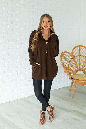 Something About Her Hooded Cardigan - Dark Brown, Closet Candy, 4