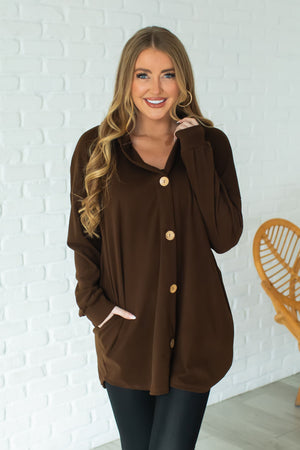 Something About Her Hooded Cardigan - Dark Brown, Closet Candy, 1