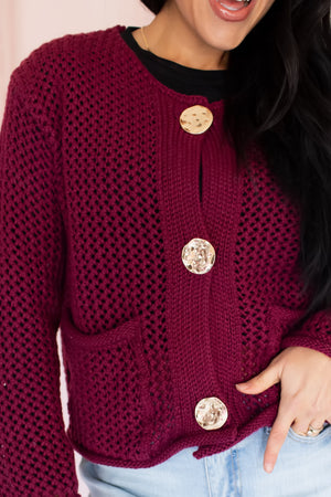 Put It Upon Repeat Cardigan - Burgundy, Closet Candy, 3