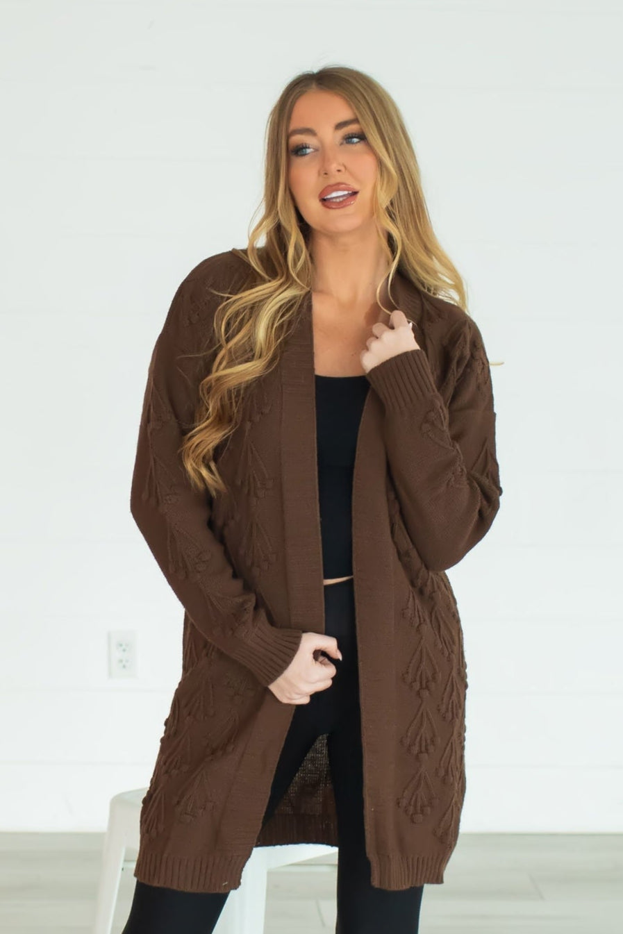 Tryna Fin Somebody Knit Cardigan - Dark Brown, Closet Candy, 1