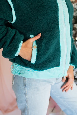 Wrap The Gifts Sherpa Jacket - Jade, Closet Candy, 3