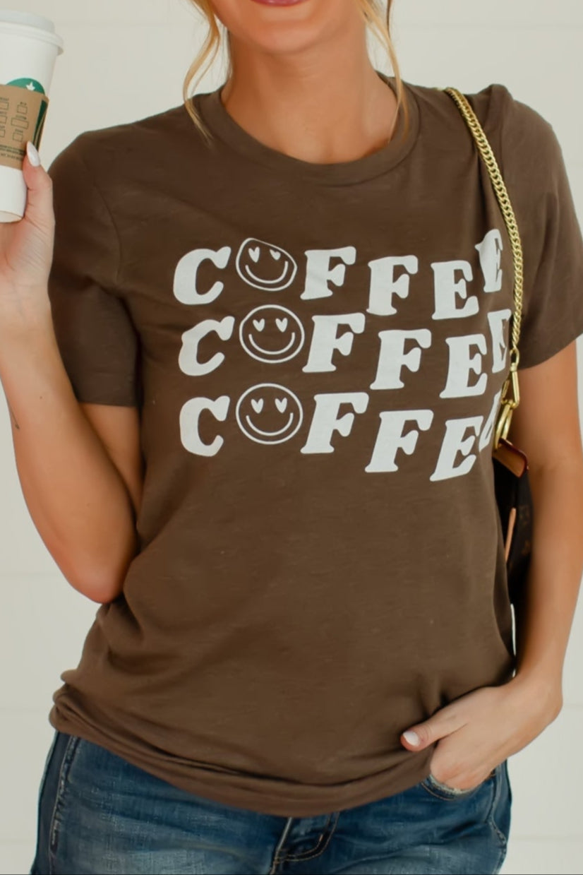 But First, Coffee  Graphic Tee - Heather Brown, Closet Candy, 1