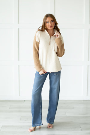 Soft Like Honey Sherpa Pullover - Beige, Closet Candy, 3