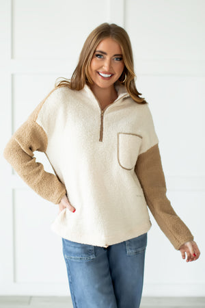 Soft Like Honey Sherpa Pullover - Beige, Closet Candy, 6