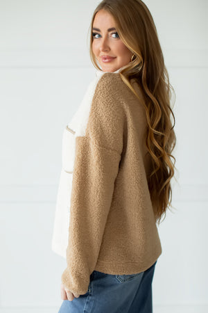 Soft Like Honey Sherpa Pullover - Beige, Closet Candy, 4