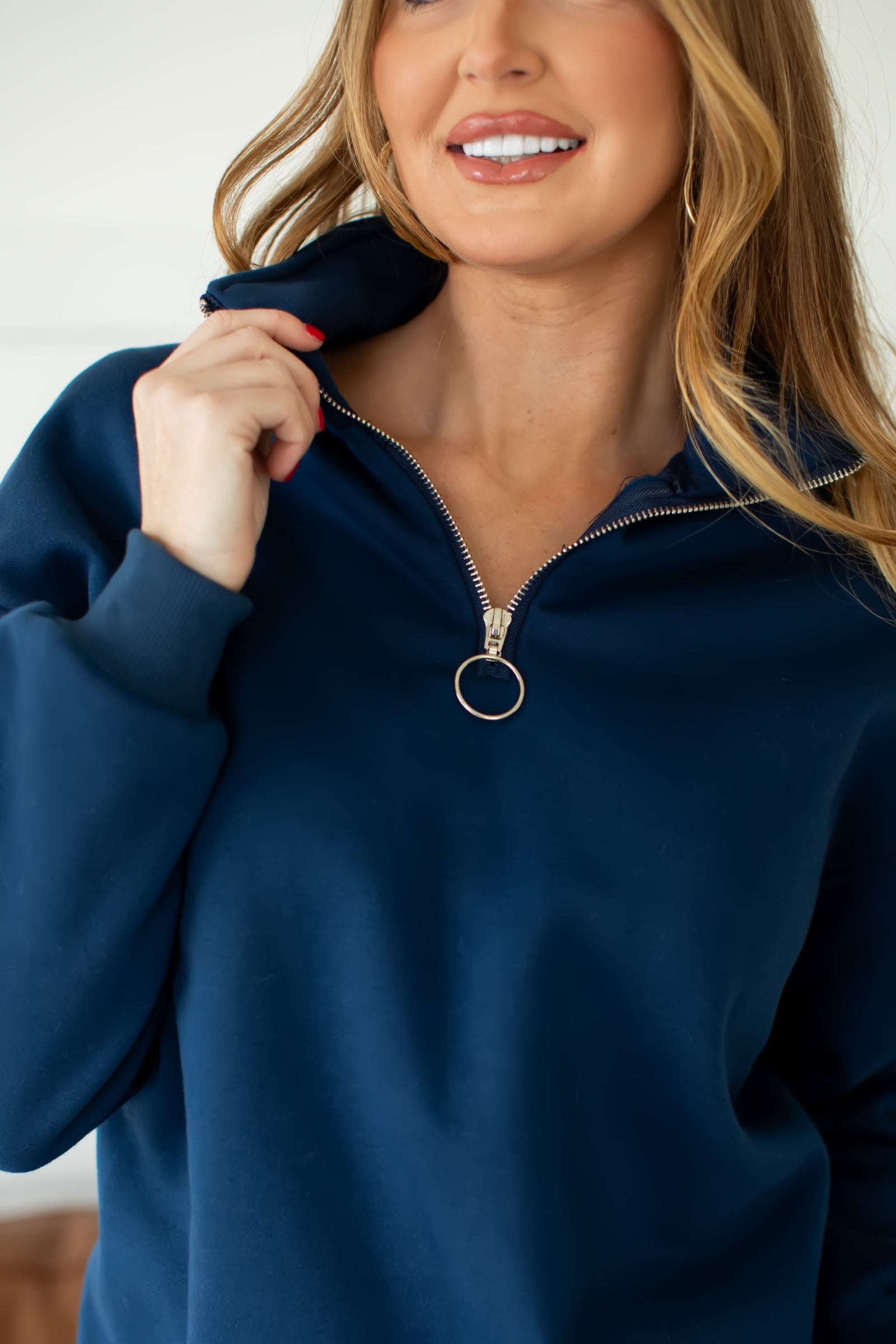 Put Me Through Half-Zip Sweater - Navy