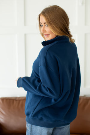 Put Me Through Half-Zip Sweater - Navy