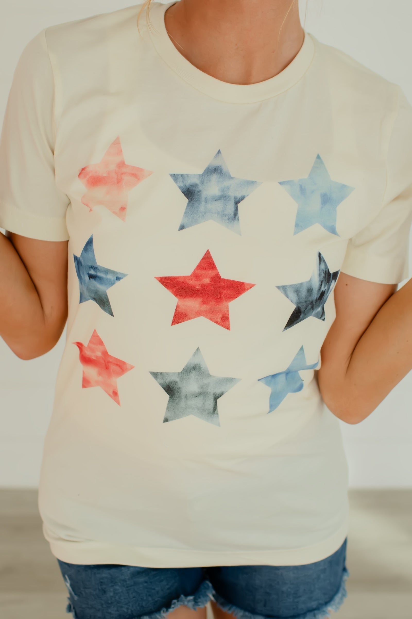 Star Spangled Vibes Graphic Tee - Cream, Closet Candy, 1