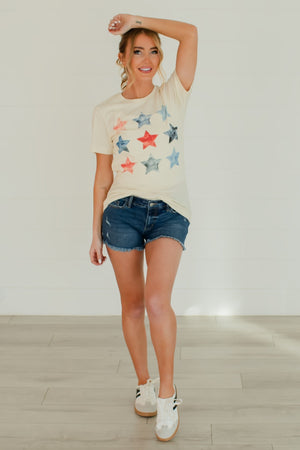 Star Spangled Vibes Graphic Tee - Cream, Closet Candy, 6