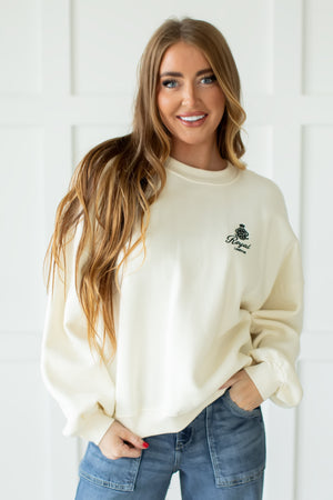 Cozy "Bon Voyage" Graphic Sweatshirt - Cream, Closet Candy, 1