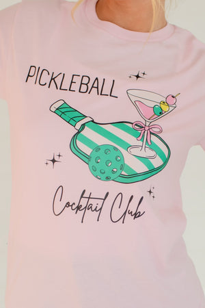 Pickleball & Cocktails Graphic Tee - Light Pink, Closet Candy, 2