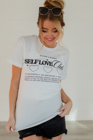 Self-Love Club Graphic Tee - White, Closet Candy, 6