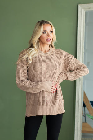 Moved Apart Sweater - Taupe, Closet Candy, 3