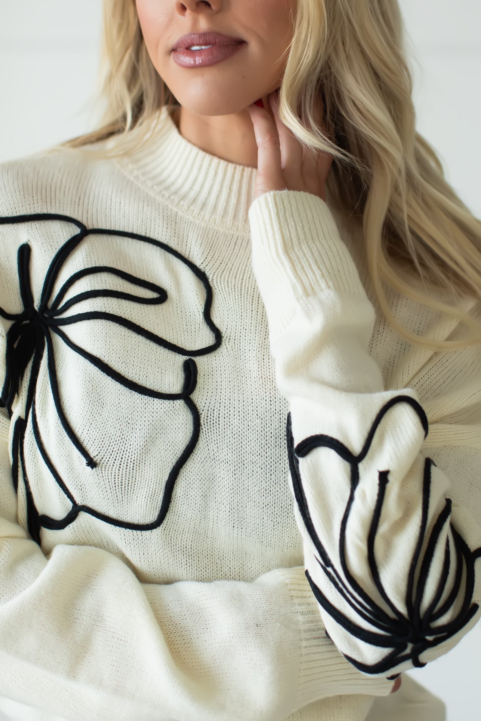 Where Have All the Flowers Gone Sweater - Beige, Closet Candy, 1