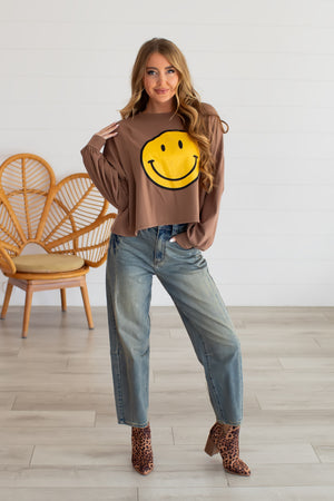 ALL SMILES LONG SLEEVE TOP, Closet Candy, 3