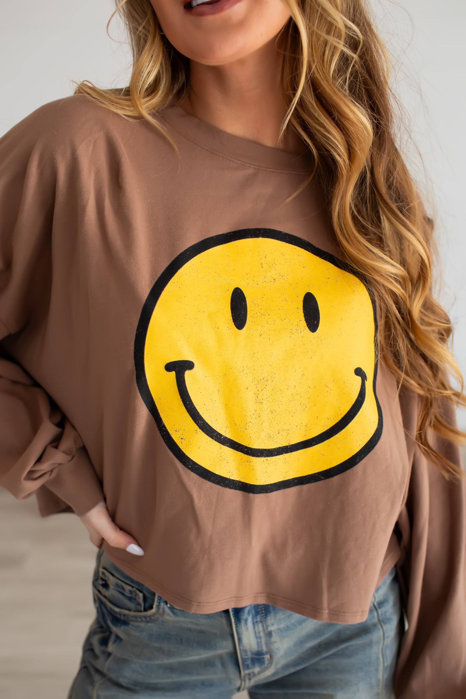 ALL SMILES LONG SLEEVE TOP, Closet Candy, 1