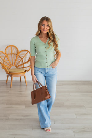 Room Where I Belong Button-Down Top - Mint, Closet Candy, 3