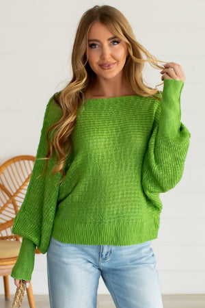 Breathe Me In Knit Sweater - Apple Green, Closet Candy, 1