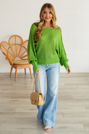 Breathe Me In Knit Sweater - Apple Green, Closet Candy, 3