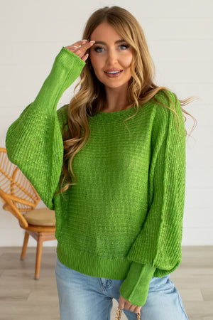 Breathe Me In Knit Sweater - Apple Green, Closet Candy, 6