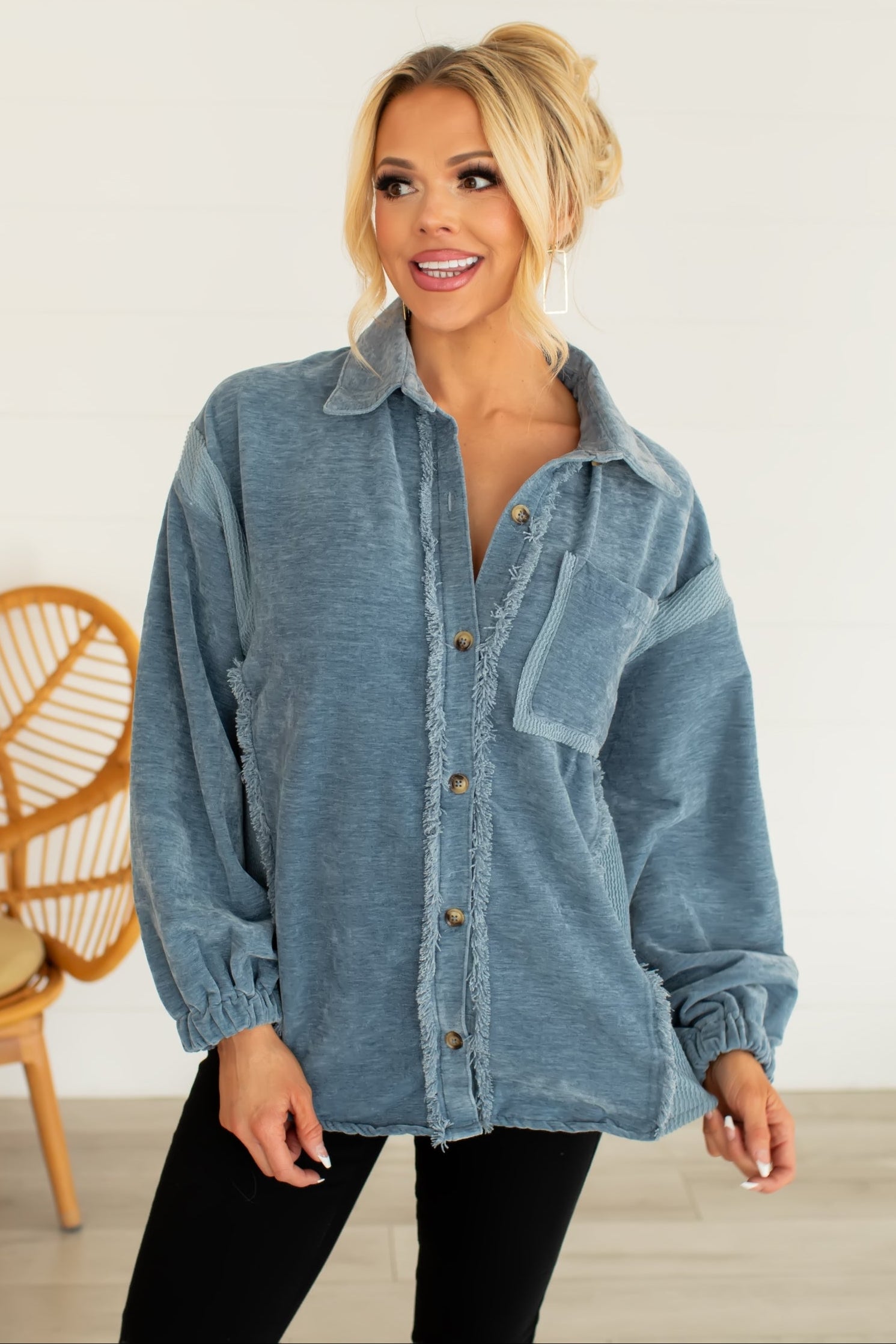 After Hours Oversized Shacket - Denim, Closet Candy, 1