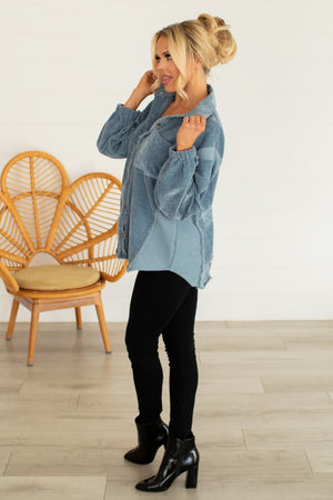 After Hours Oversized Shacket - Denim, Closet Candy, 4