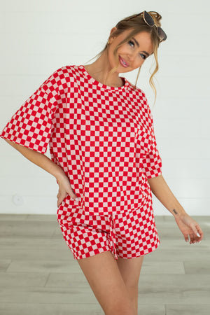 Serving Double Knit Checker Set - Red, Closet Candy, 7