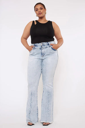 KAN CAN Portia Flare Jeans - Light Wash plus size plus