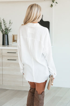 Relaxed Edge Long Sleeve Shirt -  White, Closet Candy, 5